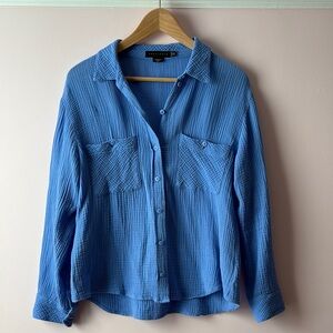 Sanctuary Double Gauze Blue Button-Up Shirt
